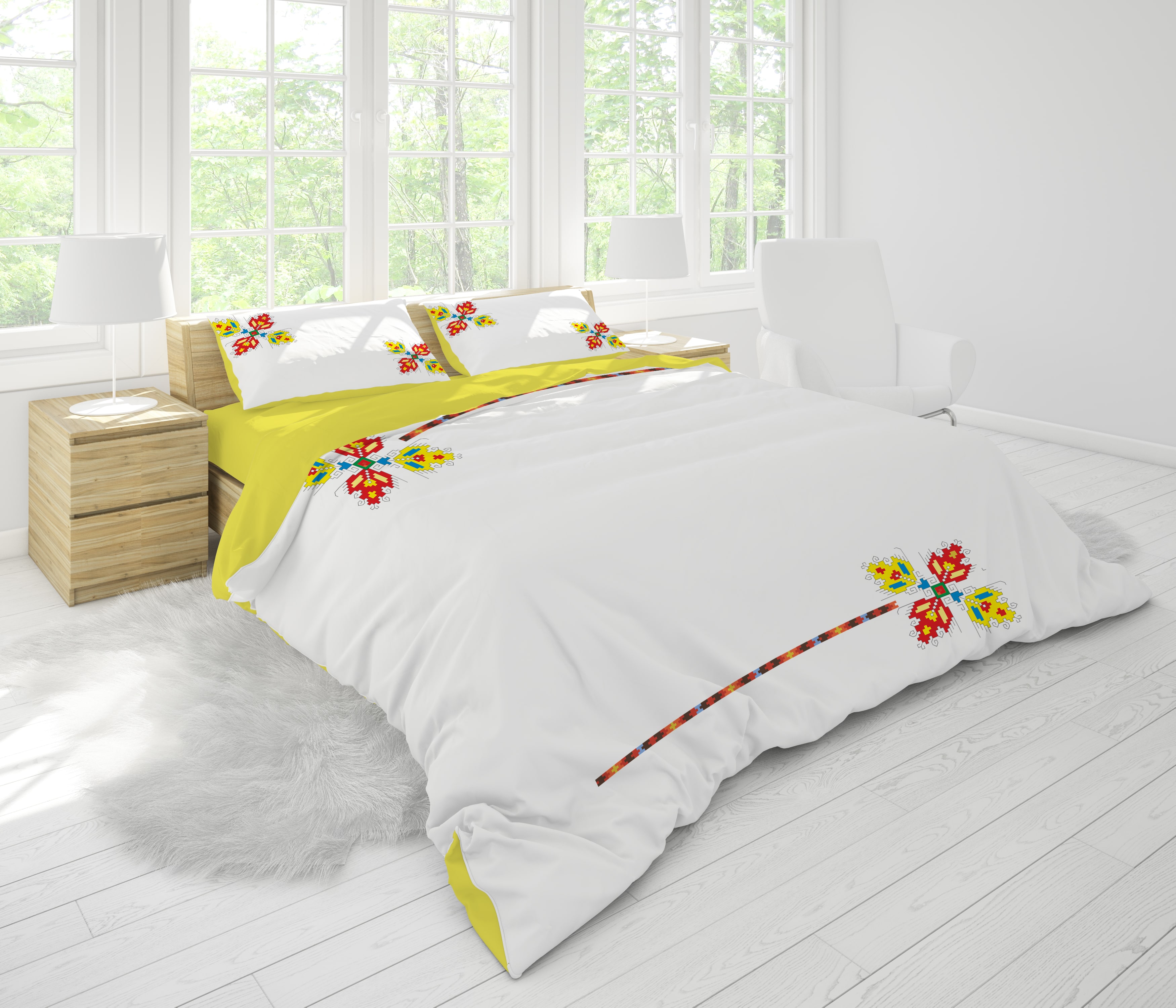 Спален комплект "Тракийско цвете" в жълто